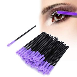 50 Unids/set Cepillos de rímel desechables Pincel de pestañas Pinceles de maquillaje Eye Lash Eyebrow Mascara Aplicador Herramienta de belleza(Púrpura)