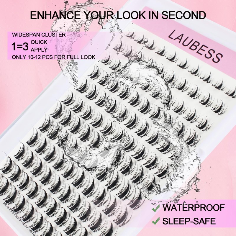 Eyelash Extensions, LAUBESS Lash Extension Set, Clusters, Lashes, Eyelash Glue