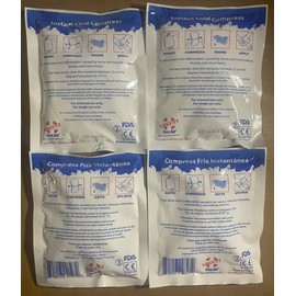 Urgent First Aid Instant Cold Packs, 5" x 6" (4" x 5" Cold Area) Disposable Cold Compresses 4PK