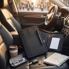 Yosoo Health Gear Portadocumentos para Automóvil, Organizador Portátil para Guantera de Automóvil, Bolsa con Cremallera de Tela Oxford 600D, 6 Bolsillos, Organizador Multifuncional para Guantera,