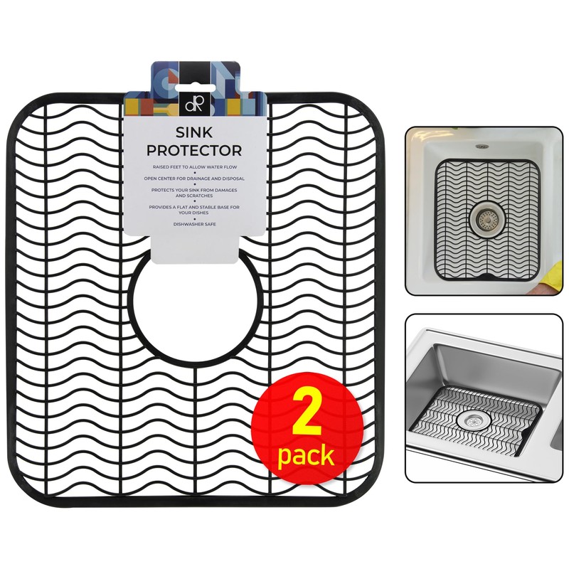 DecorRack 2 Black Sink Protectors for Kitchen Sink, 12" x