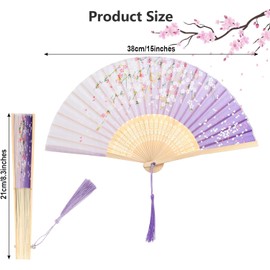 We make hope 4 Pack Fabric Folding Hand Fans – Handheld Folding Fans with Tassel for Wall Decoration Wedding Dancing Cosplay