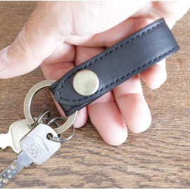 Kondo Men's Belt Keychain, Strap, Key Ring, 3 Layers, Genuine Leather, Brass, Made in Japan, Fashionable, Black