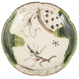 Seto Ware 004-0012a Nakajima Shiokusa Oribe Utsuwa 6 inch Oribe Plate, Diameter Approx. 7.1 inches (18 cm), Iron Oribe Picture, Made in Japan