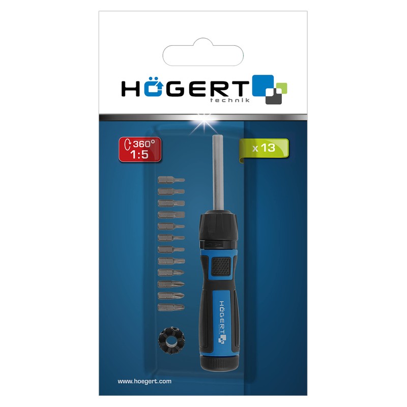 Högert HT1S215 Screwdriver Set of 13 with Innovative Construction with