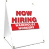 A-Frame Sidewalk Now Hiring Warehouse Workers Sign with Graphics On