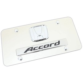 Au-TOMOTIVE GOLD Dual Logo License Plate for Honda Accord (Chrome)