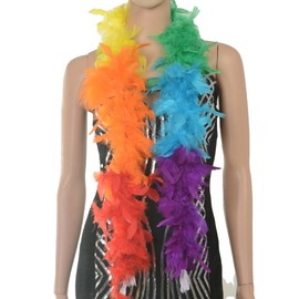 Handy Lidy Pack of 2 Chandelle Boa 25g 47inch Feather Boa Women Turkey Party Dress Up Costume Accessory-Rainbow