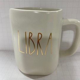 Rae Dunn LIBRA Zodiac sign horoscopic mug Double sided Gold writing - 16 oz - Dishwasher and Microwave safe