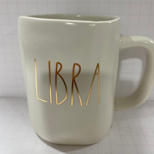Rae Dunn LIBRA Zodiac sign horoscopic mug Double sided Gold
