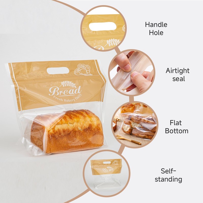 Lesibag Plastic Bread Bags for Homemade Bread, Freezable Seal Tight