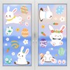 4 Sheets Cute Bunny Window Stickers,Easter Window Clings with Flower
