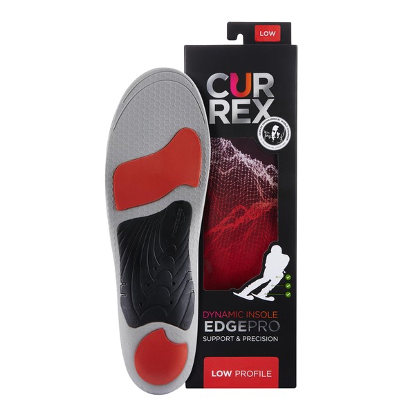 CURREX EdgePro Thermo Regulating Ski Boot Insoles for Snowboarding, Skiing, & Winter Sports – Ski Boot Inserts with Shock Absorbing Cushioning – for Men & Women – Low Arch, XL