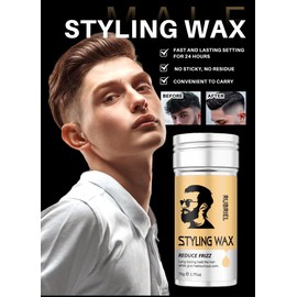 1pc Hair Styling Wax, 75g, 24-Hour Hold, Non-Sticky Formula with Frizz Control