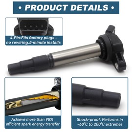 UF596 Ignition Coil & 93501 Iridium Spark Plug Spark Plug Kit for 2008-2019 Toyota Corolla Prius V C-HR Matrix Lexus CT200h Scion xD iM 1.8L 2.0 2.4 L4 OE# UF619 C1714 E1119 IC686 90919-02258 C1714