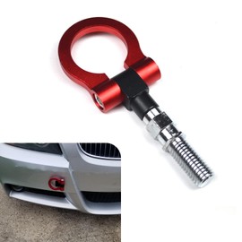 Tesnaao 1 PC Car Bumper Pull Ring, Alloy Stable Structure Knock-Resistant European Trailer Ring Hook, Auto Repair Modification Accessories, Compatible with Most Cars and Trailers (Red & Silver)