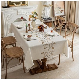 7CDXD Manteles para Mesa Rectangular,Mantel Rectangular,Mantel de Lino Tela rústica Resistente Integrado Rústico,Mantel para Mesa Cuadrada（Blanco，Rectángulo,140 * 180CM）