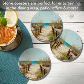 CounterArt Beach Path Absorbent Coasters (Set of 4)