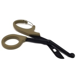 Trauma Shears with Carabiner Clip Stainless Steel 7.5" Paramedic Scissors to Use for Nursing, Veterinary Use, First Aid Supplies - Comes in Different Color Handles (Tan)