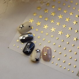 Star Nail Art Stickers Gold Nail Stickers Star Nail Decals 3D Self Adhesive Golden Nail Art Stickers Decals Gold Nails Art Supplies for Women Manicure Decorations