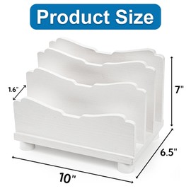 Eorbow File Holder for Desk, 3 Slots Wood Folder Organizer Desktop, Sturdy Mail Sorter Countertop for Bills, Letters, Paper, Magazines, Documents, Envelopes, No Assembly Required