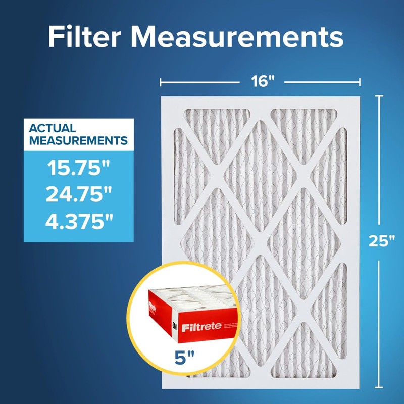Filtrete 16x25x5 AC Furnace Air Filter, MPR 1000, MERV 11,
