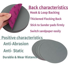 Koaot 6"" Wet Dry Sandpaper 40 Sheets Assorted Grit Sanding Disc (1000 2000 3000 5000) 10 Sheets for Each Grit 150mm Silicon Carbide Hook and Loop Sandpaper for Sanding Grinder Polishing Woodworking
