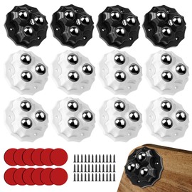 Pack of 12 Heavy Duty Ball Castors, 360 Degree Wheels for Furniture, Furniture Rollers, Small Mini Rolls for Paper Baskets, Storage Containers, Bedside Tables, Mini Cooling Slots, White + Black,