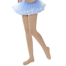 leg elegant Girls Microfiber Soft Opaque Footed Dance Tights and Stockings (Dark Tan,8-10)