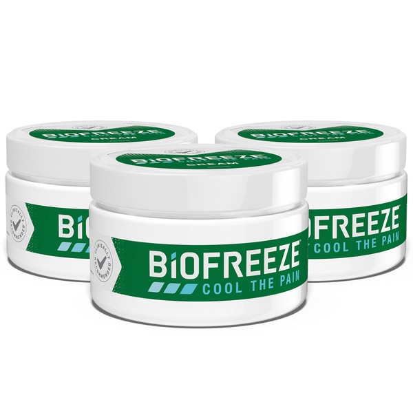 Biofreeze Menthol Cream 3 OZ Jar (Pack Of 3) Associated With Sore Muscles, Arthritis, Simple Backaches, And Joint Pain (Packaging May Vary)