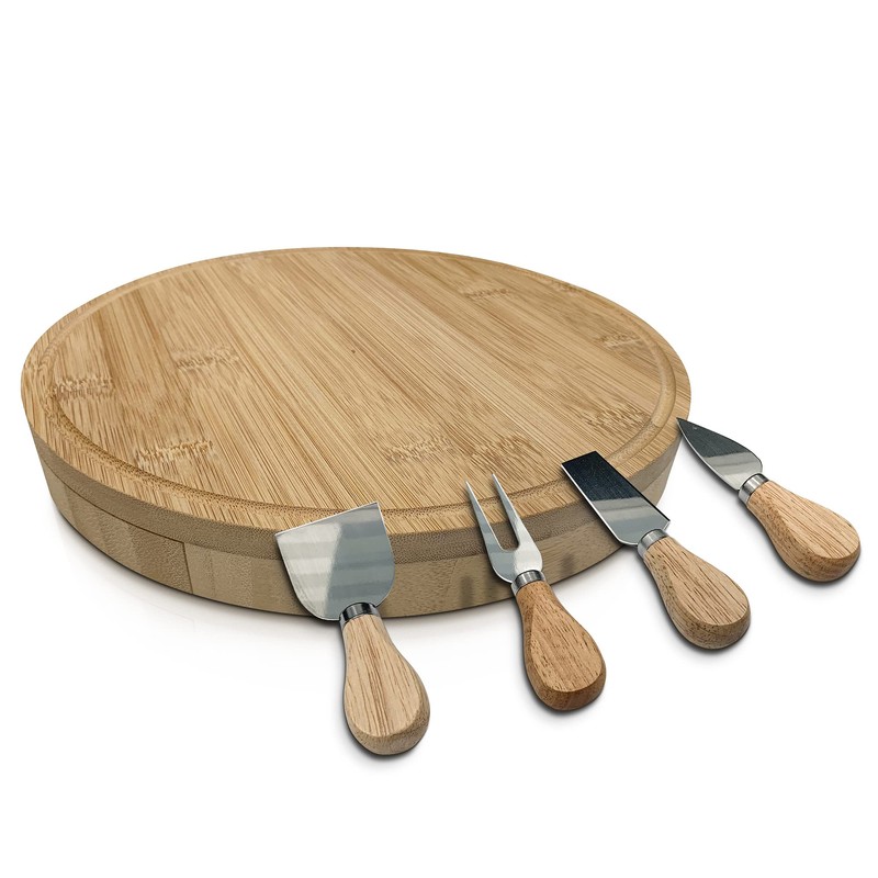 Eternal Living 10” Round Cheese Bamboo Board Set with Cheese