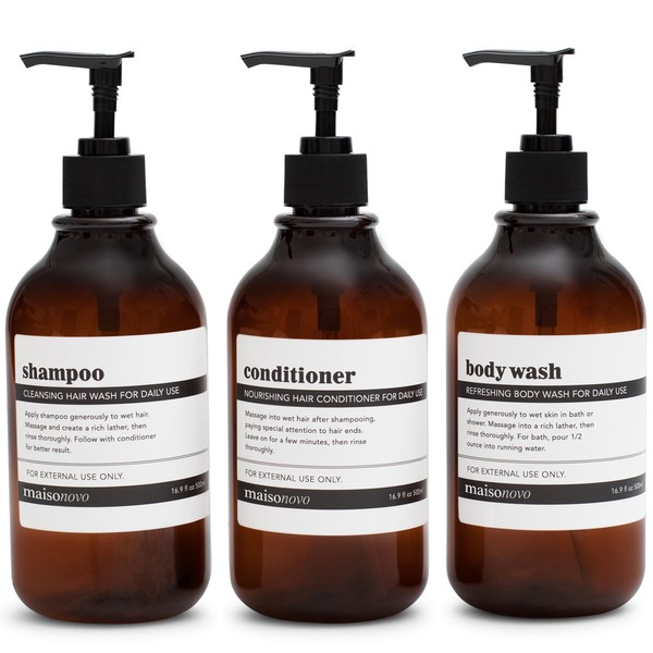 MaisoNovo Refillable Shampoo and Conditioner Bottles | 16.9 fl oz