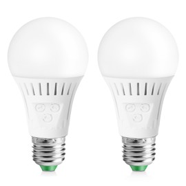 Elrigs Motion Sensor Light Bulb with Dusk to Dawn, E26 Base, 7W LED(60W Equivalent), Cool White(6000K), Motion Sensitivity, Time and Twilight Setting Adjustable, 2-Pack