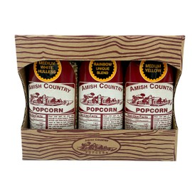 Amish Country Popcorn | 3-1lb Bag Gift Set - Medium White, Medium Yellow and Rainbow Popcorn Kernels | Old Fashioned, Non-GMO and Gluten Free