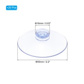 PATIKIL 20PCS 55mm/2.2" Suction Cup No Hook PVC Soccer Pad for Home Kitchen Bathroom Storage Decoration Hanging Items Transparent