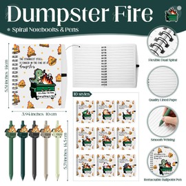 Resurhang 60 Pcs Employee Appreciation Dumpster Fire Gifts Dumpster Fire A6 Notebooks with Ballpoint Pens Bulk Positive Affirmation Notebooks for Dispatcher Team Coworker Funny Office Gifts