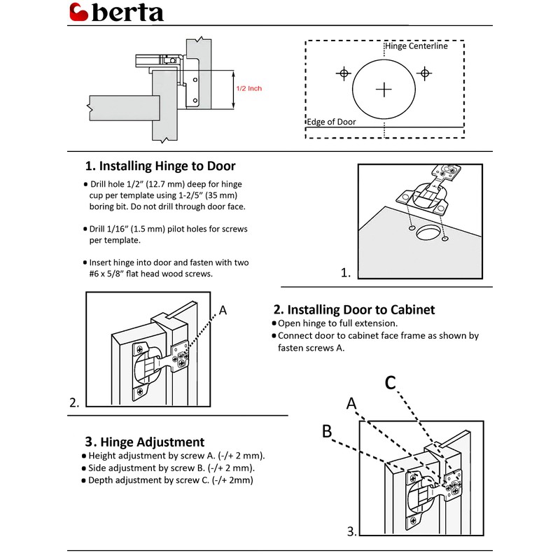 Berta 2-Pack, 1/2 inch Overlay Soft Closing Face Frame Cabinet