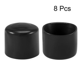 sourcing map 8pcs Rubber End Caps 42mm ID Vinyl Round End Cap Cover Screw Thread Protectors Black