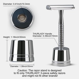 THURLADY Safety Razor Stand, Men's Single Blade Razor Metal Holder, Non-Slip Razor Base for Hold DE Razor, Keep Manual Shaver Dry, Classic Shave Accessory for Home (Bright Silver)