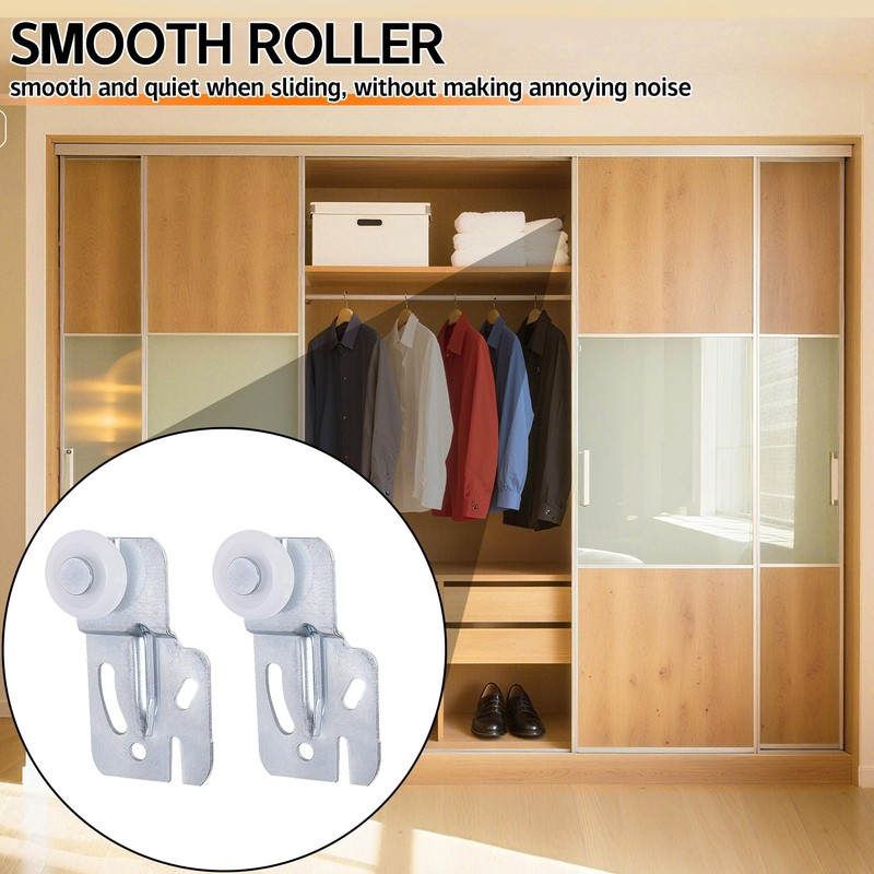 Nkiy Quen 5 Pcs Sliding Closet Door Roller Kit,Wardrobe Door