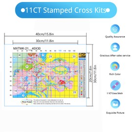 KARMOGSO Stamped Cross Stitch Kits,Sunflower Counted Cross Stitch Kits for Beginners Adults,Full Range of Cross-Stitch Stamped Kits Needlecrafts Arts and Crafts Embroidery for Decor,12"x16"