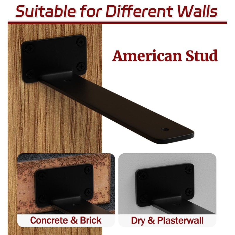 10 Inch Shelf Brackets, 12 Pack Floating Shelf Bracket, 1/5”