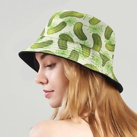 Malaxlx Cucumber Bucket Hat Beach Sun Hat Fishing Hat for Women Men, Outdoor Travel Reversible Double Side Wear Fisherman Hat