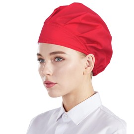 Nanxson 3pcs Unisex Chef Hat - Adjustable Elastic Work Cap - Kitchen Cooking Baker Chef Dust Cap - CF9083 Red