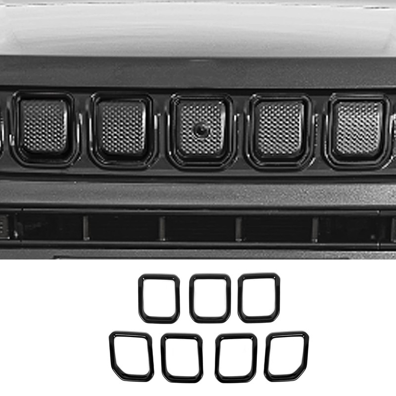 Jimen Compatible with Jeep Compass 2021-2023, 7PCS Front Grille Inserts
