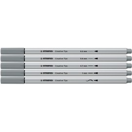 Multi-Tip Pen Set - STABILO Creative Tips - ARTY - Pack of 10 - Black and Light Grey
