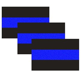 3 Pack Reflective Police Thin Blue Line Bumper Decal Stickers 4" x 2.6" | Compatible with Cars & Trucks, Honoring Police Law Enforcement Vinyl Window Laptop Tape