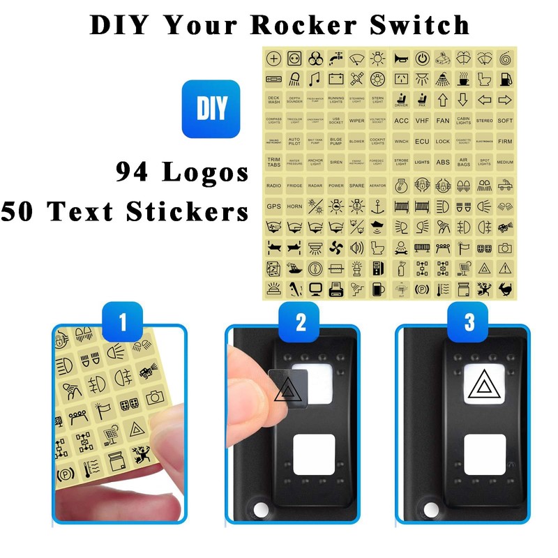 3 Way Maintained Rocker Switch 7Pin ON-Off-ON 12V 20A DPDT