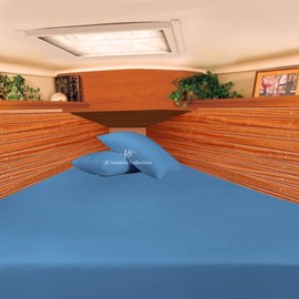 JS Sanders Collection 100% Egyptian Cotton Universal V Berth The Best Boat V Berth Bedding Fits mattresses up to 8” Depth Sheet Set - 1000 Thread Count Mediterranean Blue