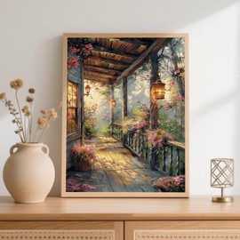 Ceiomez Landscape Paint by Numbers Kit for Adults, Scenery Paint by Number, Porch with Lights Paint by Numbers for Adults for Gift Home Wall Decor 16x20in